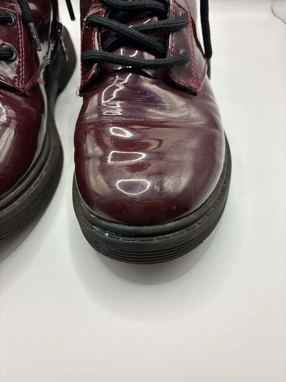 Art Class Girls Burgundy Patent Combat Boots Size 3